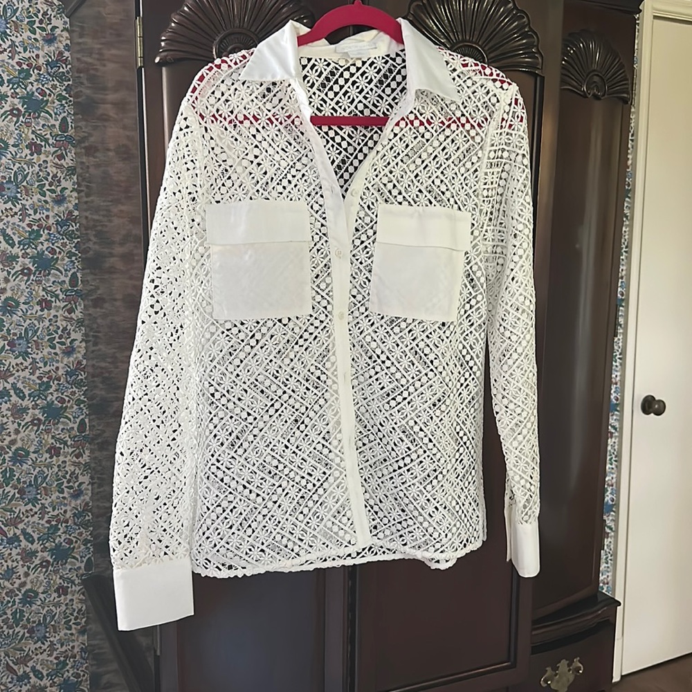 Worth Patterned See Through Blouse - image 1